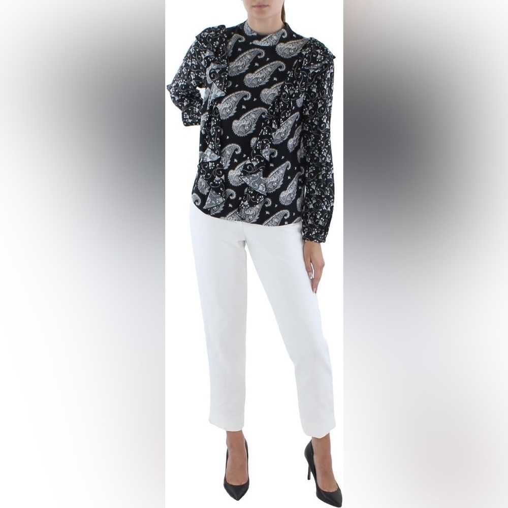 NWT Ted Baker TAISEY High Neck Blouse with Waterfall Embellishments- medium - Picture 2 of 9